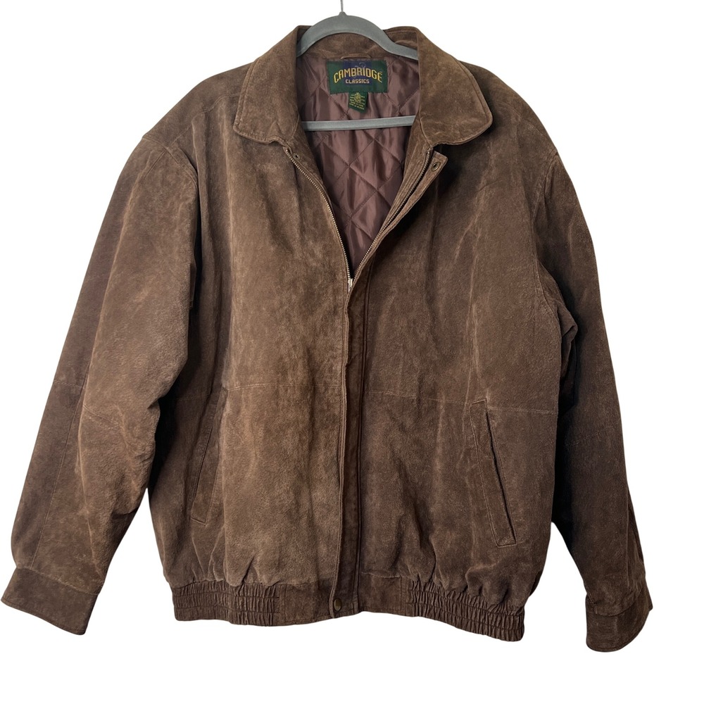 Vintage Cambridge Classics Brown Suede‎ Bomber Jacket XL